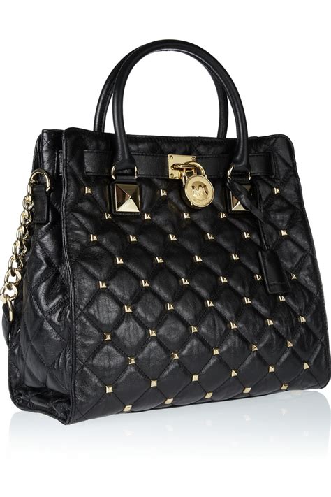 michael kors hamilton large ew tote black|Michael Kors Hamilton studded tote.